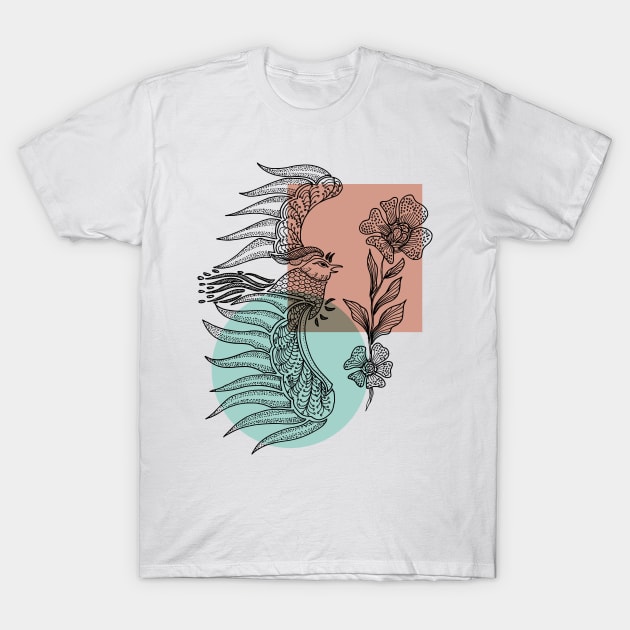 Phoenix Mithology Hand Drawn T-Shirt by NayaRara